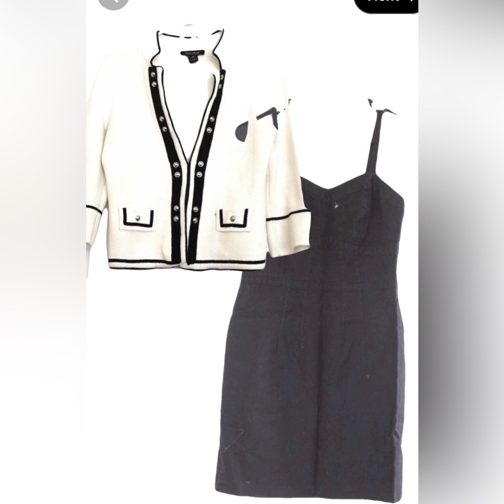 Women’s white Cardigan Studded Sz M Preppy Minimalist CBK Office Sz M NewPreppy